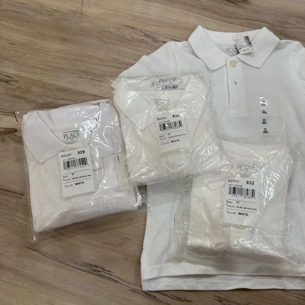 The Children’s Place Classic White Kids Polo Shirt Set of 7 NWT Size 5T